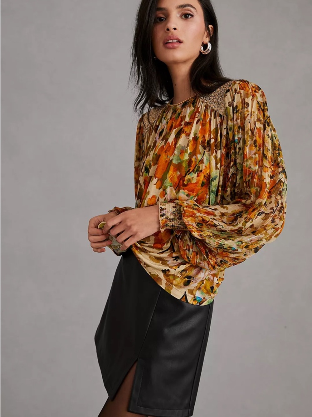 Blank London for Anthropologie gold sequin embellished blouse size medium - Picture 5 of 16